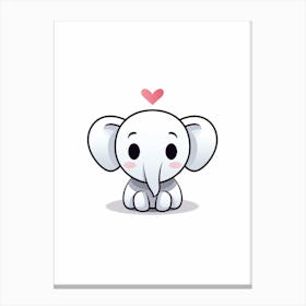 Kawaii Elephant Heart Character 2 Canvas Print