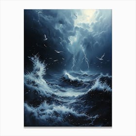 Stormy Seas, Bichromatic, Surrealism, Impressionism 1 Canvas Print