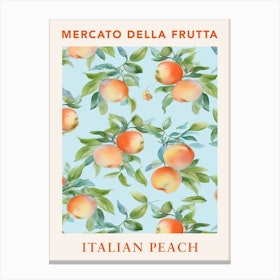 Italian Peach Fruit Market Poster Canvas Print