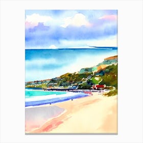 Brighton Beach 3, Australia Watercolour Canvas Print