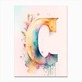 C, Letter, Alphabet Storybook Watercolour 4 Canvas Print