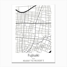 Fujisaki,Japan Minimalist Map Canvas Print