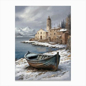 Boat In The Snow 2 Canvas Print