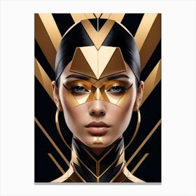 Geometric Woman Portrait Luxury Gold (29) Canvas Print