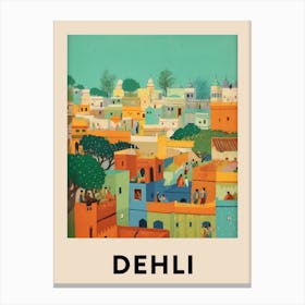 Dehli 7 Vintage Travel Poster Canvas Print