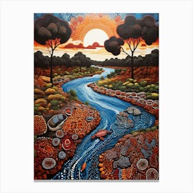 Default Australian Aboriginal Dot Painting Style Art Landscape 1 (4) Canvas Print