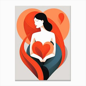 Woman Holding A Heart, Love Canvas Print