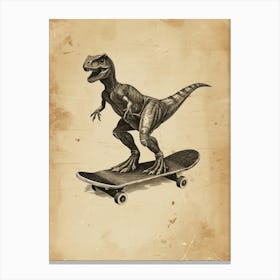 Vintage Ouranosaurus Dinosaur On A Skateboard 1 Canvas Print