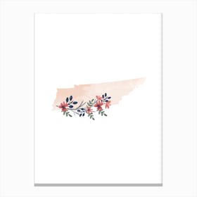Tennessee Watercolor Floral State Canvas Print