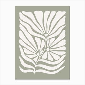 Sage Green & Cream Abstract Flower Canvas Print