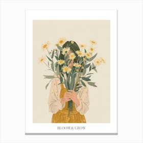 Bloom And Grow Spring Girl With Yellow Flowers 4 Canvas Print