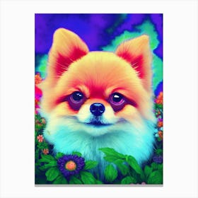 Colorful Pomeranian Dog Canvas Print