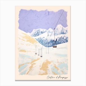 Poster Of Cortina D Ampezzo   Italy, Ski Resort Pastel Colours Illustration 1 Canvas Print