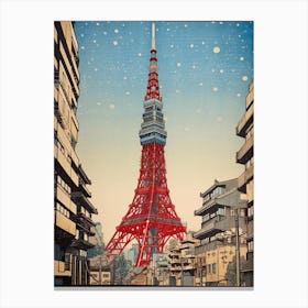 Tokyo Tower Japan Vintage Travel Art 1 Canvas Print