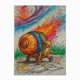 Snail On A Wheel Canvas Print