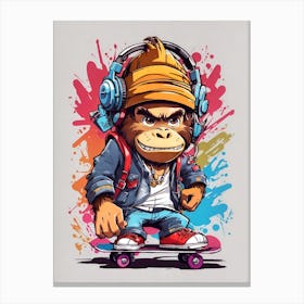 Gorilla Skateboarder Canvas Print