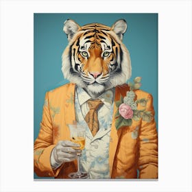 Tiger Illustrations Wearing A Cocktail Jacket 1 Canvas Print
