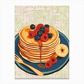 Pancake Stack On A Tiled Background 4 Canvas Print