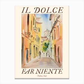 Il Dolce Far Niente Padua, Italy Watercolour Streets 2 Poster Canvas Print