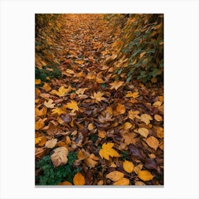 Autumn Leaves In The Forest Photo Canvas Print