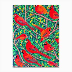 Northern Cardinal 2 Yayoi Kusama Style Illustration Bird Canvas Print