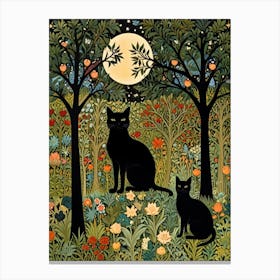 William Morris Black Cats In The Moonlight Canvas Print