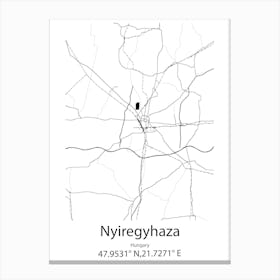 Nyiregyhaza,Hungary Minimalist Map Canvas Print