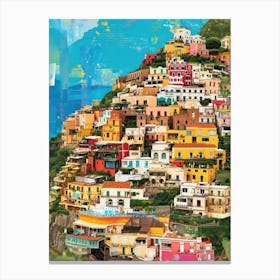 Positano   Retro Collage Style 4 Canvas Print