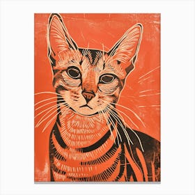 Egyptian Mau Cat Linocut Blockprint 4 Canvas Print