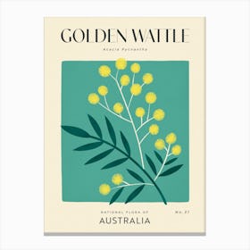 Vintage Green And Yellow Golden Wattle Flower Of Australia Canvas Print