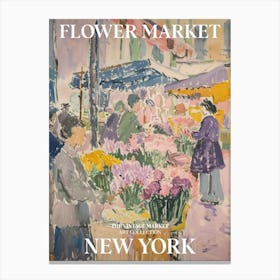 Vintage Flower Market Painting New York 5 Canvas Print