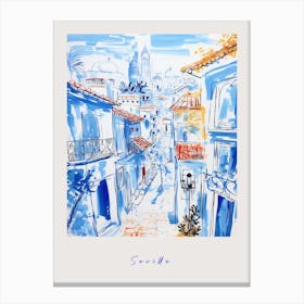 Seville Spain Mediterranean Blue Drawing Poster Canvas Print