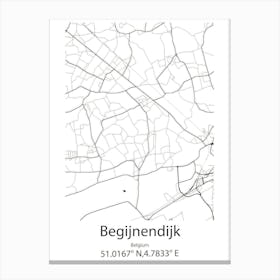 Begijnendijk,Belgium Minimalist Map Canvas Print