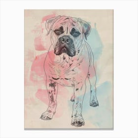 Dogue De Bordeaux Dog Pastel Line Watercolour Illustration  1 Canvas Print