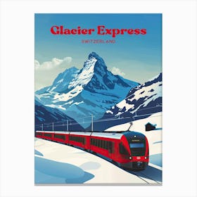 Glacier Express Switzerland Swiss Alps Art Illustration Toile