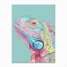 Blue Iguana Modern Illustration 3 Canvas Print