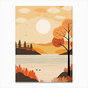 Autumn , Fall, Landscape, Inspired By National Park in the USA, Lake, Great Lakes, Boho, Beach, Minimalist Canvas Print, Travel Poster, Autumn Decor, Fall Decor 8 Canvas Print
