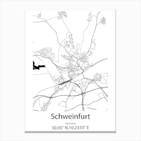 Schweinfurt,Germany Minimalist Map Canvas Print