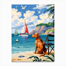 Dog On The Beach 3 Canvas Print