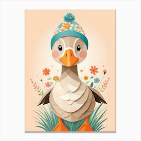 Floral Cute Baby Goose Nursery Illustration (14) Canvas Print
