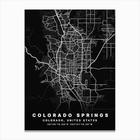 Colorado Springs Colorado USA Black Map Canvas Print