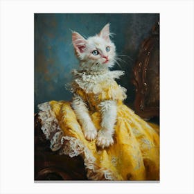 Cat In Medieval Gold Dress Rococo Inspired 1 Canvas Print