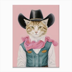 Cowboy Ginger Cat Quirky Western Print Pet Decor 1 Canvas Print