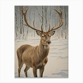 Deer In The Snow Canvas Print