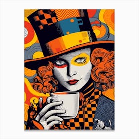 Alice In Wonderland The Mad Hatter In The Style Of Roy Lichtenstein 2 Canvas Print