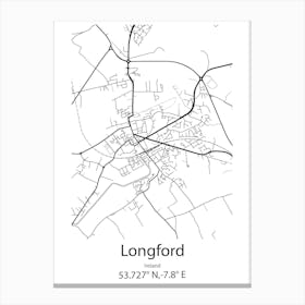 Longford,Ireland Minimalist Map Canvas Print