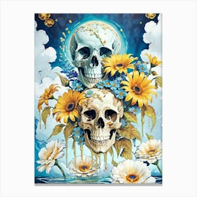Surrealist Floral Skull Painting (35) Canvas Print