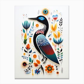 Scandinavian Bird Illustration Loon 2 Canvas Print