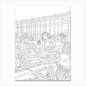 Line Art Inspired By The Large Bathers 3 Canvas Print
