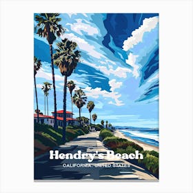 Hendrys Beach California Summer Vacation Digital Travel Art Canvas Print